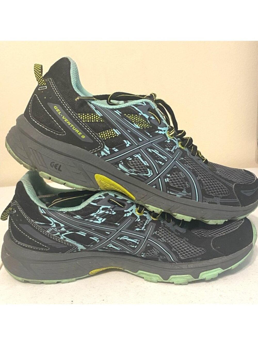 Women's Asics GEL Venture 6 Women's Running Shoe Gray Green‎ T7G6N Size 9